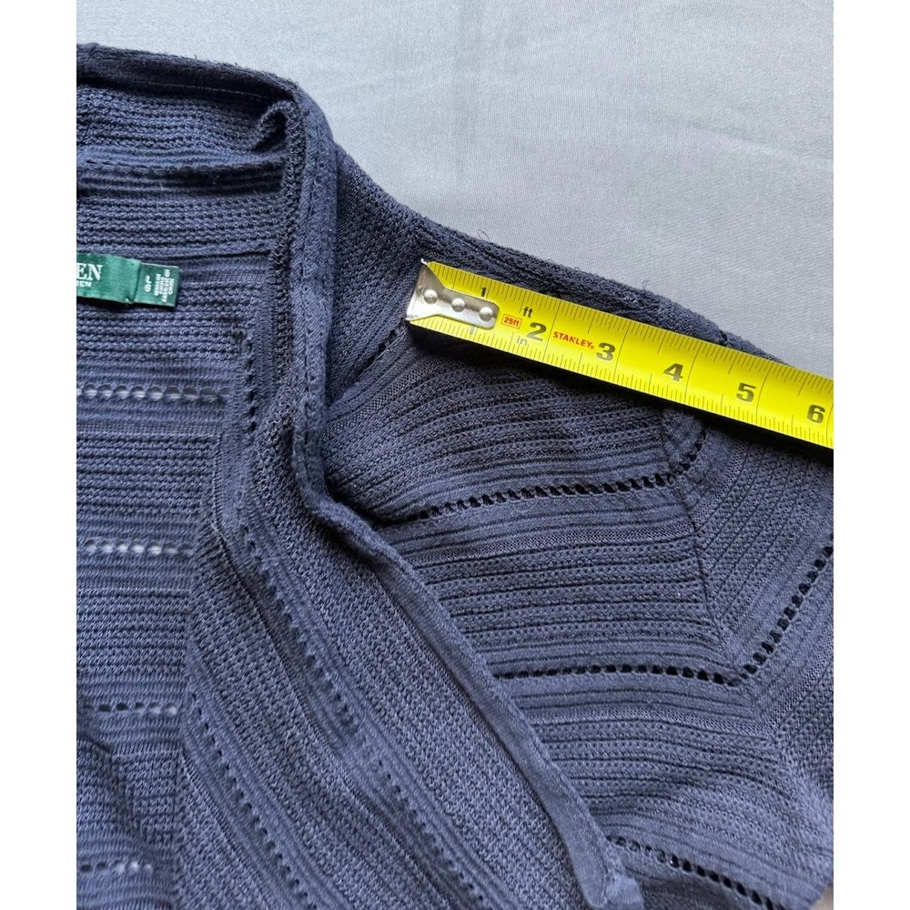 Lauren Ralph Lauren Cardigan Women L Blue Open Front Knit Lightweight‎ Sweater - Picture 8 of 16